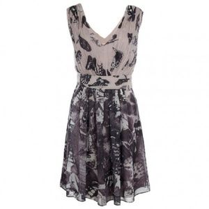 Ted Baker Yamka Butterfly V-neck Pleated Dress 8
